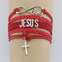 Load image into Gallery viewer, Hand-knitted JESUS Christian Bible Cross Bracelet Braided Bracelet