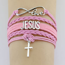 Load image into Gallery viewer, Hand-knitted JESUS Christian Bible Cross Bracelet Braided Bracelet
