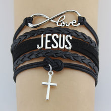 Load image into Gallery viewer, Hand-knitted JESUS Christian Bible Cross Bracelet Braided Bracelet