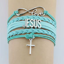 Load image into Gallery viewer, Hand-knitted JESUS Christian Bible Cross Bracelet Braided Bracelet