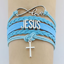 Load image into Gallery viewer, Hand-knitted JESUS Christian Bible Cross Bracelet Braided Bracelet